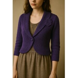 August Silk Knit Cardigan Women's S Feminine Y2K‎ 90s Coquette Cottagecore Twee